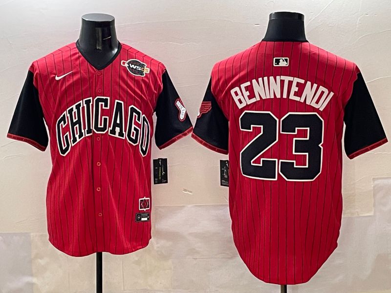 Men Chicago White Sox #23 Benintendi Red Stripe Joint Name 2025 Nike MLB Jersey style 8->chicago white sox->MLB Jersey